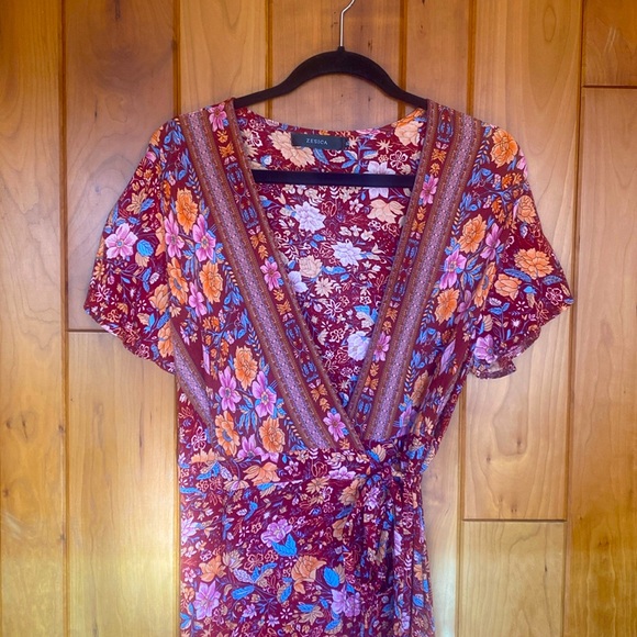 ZESICA floral wrap dress - Picture 3 of 4